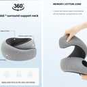 Designed for The Comfort of Travel & Office, The Pillow for Plane, Car, Home, WorkGrey Ergonomic 360 Neck Support for Airplane Adults Memory Foam Travel Neck Pillow