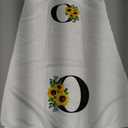 Z-synka Monogrammed Sunflower Hand Towels,Ini-tial O Tea Towel Letter Kitchen Towels,Sunflower Gifts for Women,Monogram Dish Towel 17x23 Inch,Kitchen Bathroom Decorative Ini-tial Gifts for Mom Wife Pack of 2