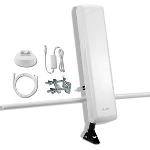 ANTOP TV Antenna with Flat-Panel Smartpass Built-in Amplified LTE Filter for 4K 1080P Smart HDTV Outdoor/Indoor High Gain Long Range Multi-Directional Antennas, AT-402BV