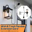 Enhon 2 Pcs 3 in 1 Light Socket Outlet Adapter, E26 Light Socket to Plug Adapter with Extension Cord, 3 Prong Bulb Outlet Converter for Indoor Outdoor Garage, Porch, Patio, Camera, LED Strip (Black)