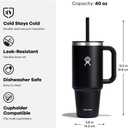 Hydro Flask Travel Tumbler with Handle, Lid and Straw - Insulated Stainless Steel in 40 Oz Tonal Trillium Pink