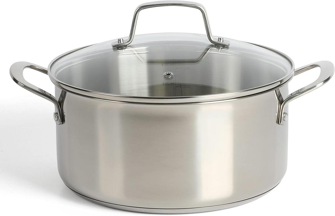 Martha Stewart Castelle 5-Quart 18/8 Stainless Steel Induction Safe Dutch Oven Casserole Pot With lid