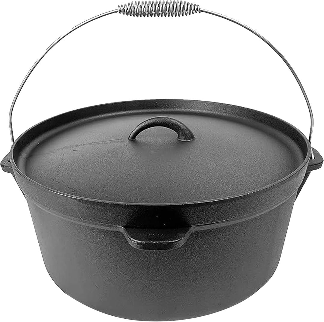 Cuisiland Seasoned 12 Quart DIA 14IN Cast Iron Dutch Oven lip lid
