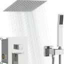 Sarlai Shower Faucet Set Bathroom Square Rainfall Shower Head and Handle Combo Wall Mounted Shower Faucet with Valve 8 Inch Shower Head Trim Systems Chrome