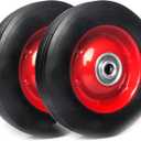 (2-Pack) AR-PRO 6 x 1.5 Flat Free Solid Rubber Wheel Assemblies - Replacement Hand Truck Wheels with Ball Bearings and 1/2 Bore Hole Diameter - Heavy-Duty Solid Rubber Wheels 132 lbs Load Capacity