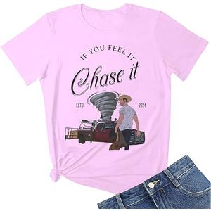 If You Feel It Chase It Tornado T-Shirt Women, 3XL, Pink