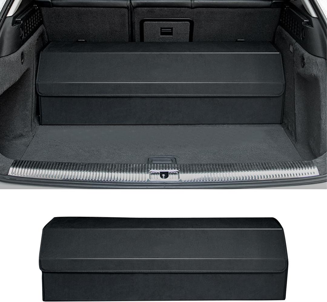 Trunk Organizer, Custom Fit for Toyota Corolla Cross Prius Venza, 35.4" Suede Storage Box, Foldable Multi-Compartment Cargo Organizer for SUV, Car, Road Trips, Groceries & Sports Gear