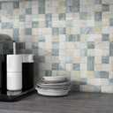 BeNice Kitchen Peel and Stick Tile Backsplash Bathroom Self Adhesive Stone Mosaic Thick Wall Stickers 12"x12"(Blue Rustic,10 Sheets)