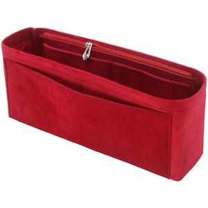 Purse Organizer Insert, Suede Bag Organizer Handbag Tote Shaper, Suede Material, Soft and Non Damaging Bag (Small,Red)