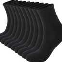Monxiery Womens Cotton Cushioned Ankle Socks, Athletic Quarter Mini Crew Socks, 5 Pairs Thicken Black M-L