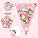 Faccito 49 Ft 60 Pcs Tea Floral Party Paper Bunting Decor Outdoor Bunting Banner Floral Pennant Wildflower Garland Tea Party Birthday Supplies for Wonderland Garden Baby Shower Bridal Wedding Bedroom