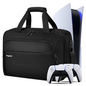 Deegotech Carrying Case Compatible with PS5/PS5 Pro/PS5 Slim, Protective Travel Bag Compatible with Playstation 5 Console, Disc, Controllers, Accessories, Large Capacity Storage Bag Game Bags, Black