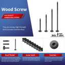 #14 x 2 Inch Outdoor Structural Wood Deck Screws (94Pcs/2lb), Carbon Steel, Black, Flat Head, Rust Resistant Epoxy Coated, T30 Star Bit