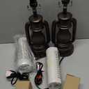 RORIANO Farmhouse Lantern Table Lamps for Living Room Set of 2, Vintage Bedroom Resin Lamp with Dual USB Charging Ports, Rustic Retro Bedside Nightstand Desk Lamp, 4 Bulb Included