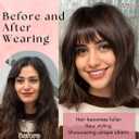 Clip in Bangs 100% Real Human Hair Extensions French Bangs for Women Fake Bangs Clip on Bangs Faux Hair extensions Fringe with Temples (Ash Blonde)