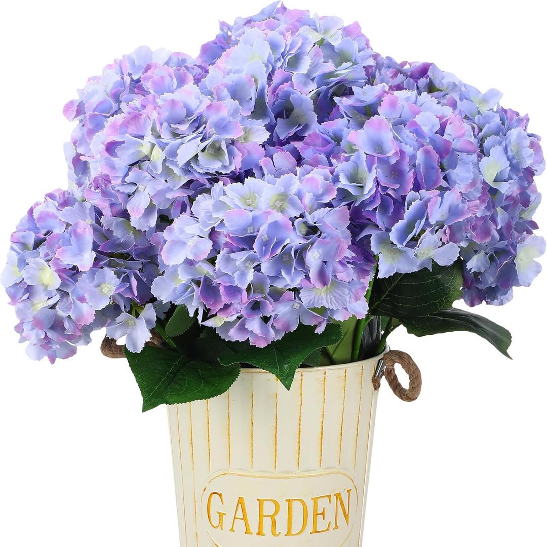 Hotop 12 Pieces Spring Artificial Hydrangea for Wedding Faux Fake Silk Hydrangea Flowers with Stems for Birthday DIY Bouquet Home Decorations Flower Arrangement Supplies(Blue Violet)