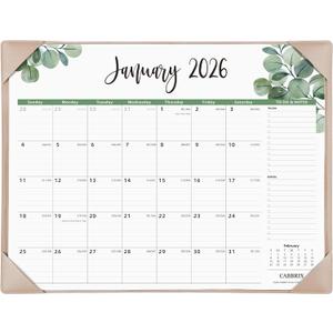 Large Desk Calendar 2026 with Desktop Mat, Cabbrix Desk Pad Calendar 22 x 17 Inch Covering January 2026 to June 2027 for Home Office and School, Leaf