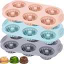 Jello Molds 3pcs Silicone Fluted Tube Cake Pans, 6 Cavity Heritage Bundtlette Cake Silicone Mold for Baking Non Stick Fancy Molds (Pink+Blue+Gray, Fluted Tube)