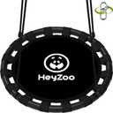 Saucer Swing, 48 Inch Larger Swing Sets for Backyard and Outdoor Playground, 900lbs Weight Capacity, with 360 Degree Swivel, Gifts for Kids and Family, Black