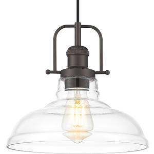 FEMILA Pendant Lights for Kitchen Island, 11" Farmhouse Hanging Light Fixture with Adjustable Height, Clear Glass Shade, Oil Rubbed Bronze, Vintage Pendant Lighting, 4FY09-MP ORB