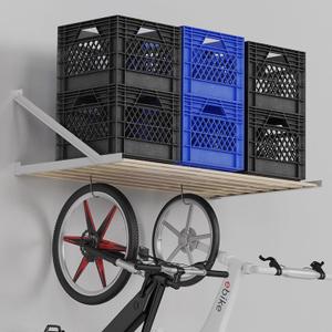 4 Feet Garage Shelving Wall,White Universal Garages Storage Kits,Garage Wall Mounted Shelving System for Garages/Laundry/Kitchen/Hut (4-ft Length X 20-in Depth)