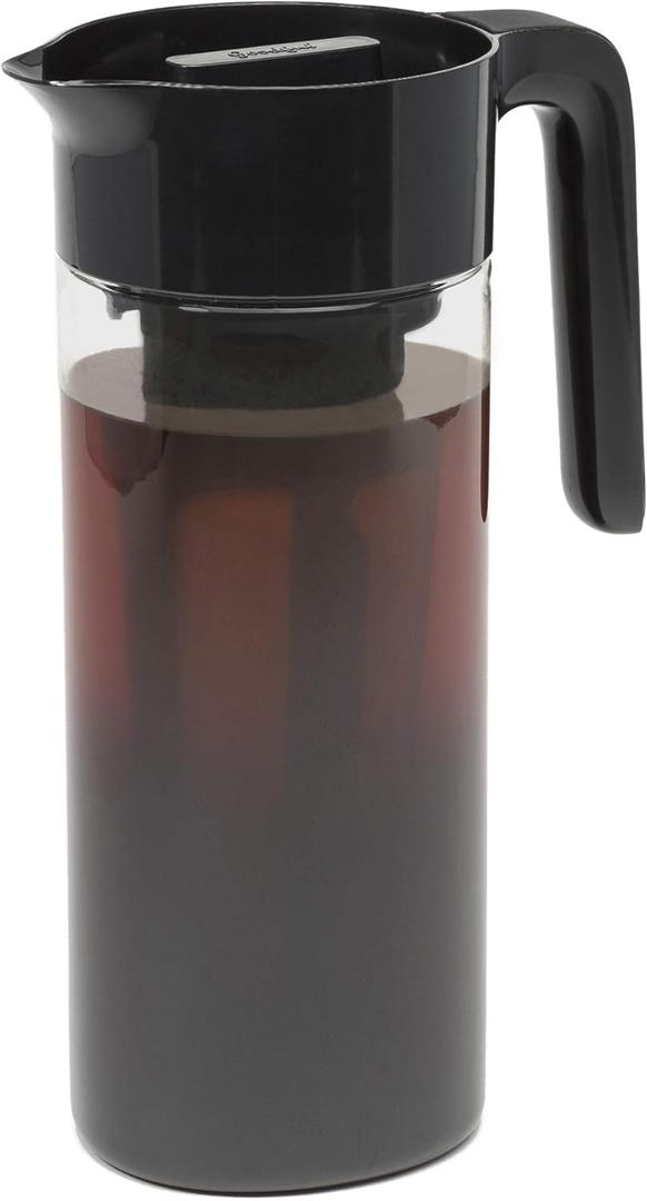Goodful Cold Brew Iced Coffee Maker, Durable, Shatterproof Tritan Pitcher, LeakProof Lid, Large Capacity with Deluxe Stainless Steel Filter, 2.25Quart, Black