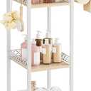 Slim Bathroom Storage Shelf Unit, 3 Tier Corner Storage, Rustic Makeup Organizer, Space-Saving Floor Standing Storage Shelves for Bathroom, Vanity,Kitchen, Laundry 9.85in Matte White, 9.85 x 11.42 x 32.68 inches