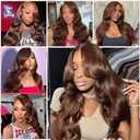 #4 Bundles Body Wave Human Hair Bundles Chocolate Brown Bundles Human Hair 12 14 16 Inches Unprocessed Brazilian Virgin Hair Extensions 3 Bundles 300g Total for Black Women Brown Bundle