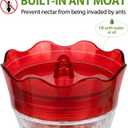 Hummingbird Feeders for Outdoors Hanging, BOLITE Glass Hummingbird Feeder, 4 Bee Guard Feeding Ports, Built-in Ant Moat, Leak Proof, 15 Ounces, Stars Decor, Red, 2 Pack, Gifts for Women Men