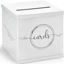 White & Black Wedding Card Box, Large 10 Gift Card Holder, Envelope Box with Slot, Graduation Party, Birthday, Funeral Reception, Baby & Bridal Shower, Sweet 16, Quinceanera, Retirement, Money Basket