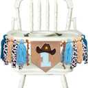 Cowboy High Chair Banner - Rodeo 1st Birthday Tassel Highchair Banner, Western Farm Themed Photo Prop Smash Cake For Boys (Blue)