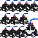 Tanlade 12 Set Police Car Cups with Straws, Police Birthday Party Decoration for Kids,10oz Plastic Transportation Shape Cup Reusable Traffic Vehicle Birthday Party Favor for Car
