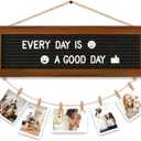Picture Frames Collage Photo Hanging Display, Felt Letter Board with 340 Letters and 15 Clips, Picture Board Rustic Frames for Wall Dorm Room Decor Christmas Holiday Birthday Party Present