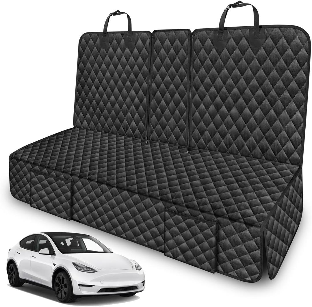 Dog Car Seat Cover for Back Seat Compatible with Tesla Model Y Model 3 2017-2026 Highlander Juniper 2024-2026 Accessories, Waterproof Non-Slip Pet Bench Seat Covers Backseat Accessories