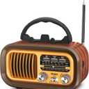 PRUNUS J150 Vintage/Retro Radio Bluetooth Speaker, AM FM Radio with Bluetooth, Bluetooth Radio, Support TF Card/USB Playing, TWS, D Battery Operated Radio, Rechargeable Radios