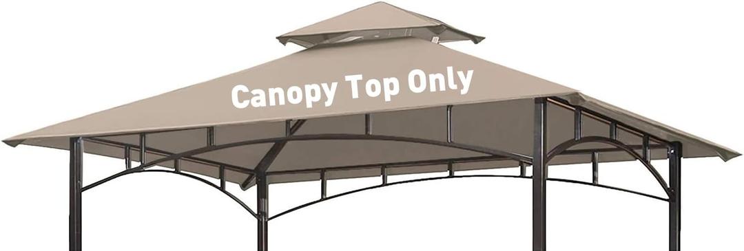 Grill Gazebo Replacement Canopy Roof, 5' x 8' Outdoor BBQ Gazebo Canopy Top Cover, Double Tired Grill Shelter Cover with Durable Polyester Fabric, Only Fit for Model L-GG001PST-F, Khaki