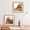 iRahmen 12x12 Picture Frame Set of 4 with Tempered Glass, Rustic Brown Frame Display 10x10 Pictures with Mat or 12 x 12 Without Mat, Wood Square Photo Frames for Desktop Display and Wall Mounting