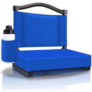 HABUTWAY Stadium Seat with Back Support and Thick Cushion Wide Bleacher Chairs with Back and Cushion Hold up 350lbs Stadium Chair with Shoulder Strap and Pocket (1 PC, Blue)