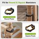 Reinforced Retractable Baby Gate for Stairs & Banister, 55" Wide Mesh Dog Gate, One-Handed Dual Lock Safety Gate for Kids & Pets, Fits Round & Square Posts (Black)