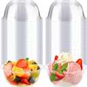 Qeirudu 8 oz Small Clear Plastic Bowls, 100 Pack Disposable Hard Plastic Party Serving Bowls for Fruit, Desserts, Parfaits, Ice Creams, Snacks