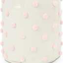 Pink 17.5" D x 20.8" H Pom Pom Basket Bin Large Cotton Canvas Laundry Hamper Baby Girl Laundry Basket Storage, Baby Nursery Hamper for Nursery Playroom Home Room Organizer Decor