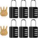 Zonon 6 Pcs Combination Lock & Key Lock, Black Waterproof Padlocks for Luggage, Travel, Gym Locker, School, Toolbox, Fence, Gate, Case Dual Access (Key or Combination)