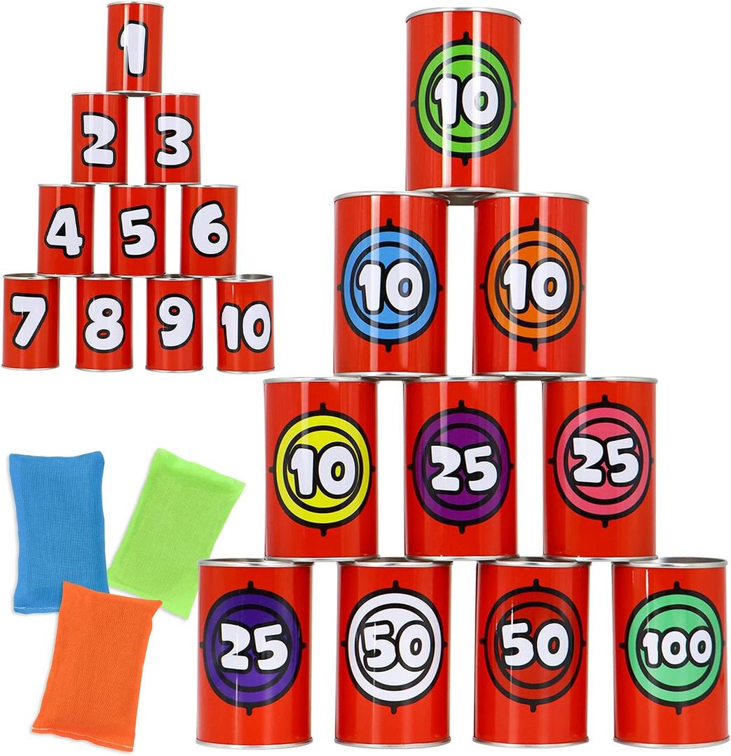 JOYIN 13 Pcs Carnival Party Bean Bag Toss Game, Sturdy Knockdown Can, Birthday Easter Party, Family, Best Outdoor and Indoor Games, Easter Egg Hunt for Classroom Gifts (Number Style)