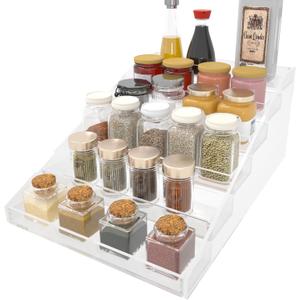 WUIVIUT Spice Rack Organizer For Cabinet, Acrylic Tier Spice Shelf Can Storage Organizer for Kitchen Pantry Countertop (6 Tier - inner width 2'')