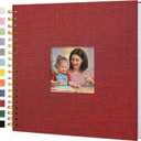 Scrapbook Photo Album Linen Cover, 10 x 10 Inch Hardcover Kraft White Pages Memory Book, for Travel Wedding Guest Book Christmas Baby Shower (40 Sheets/ 80 Pages,Red)
