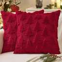 MIULEE Christmas Throw Pillow Covers Burgundy Red Christmas Decorations Set of 2 Xmas Tree 20x20 Pillow Covers Soft Plush Faux Wool Pillowcases Holiday Festivals Winter Home Decor Sofa Couch Bed Porch
