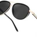 FEISEDY Retro Polarized Aviator Sunglasses for Women Men Vintage Square Sunglass With Classic Style B0259 (Black/Black)