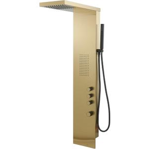 BWE 3 IN 1 Shower Panel Stainless Steel Shower Panel Tower System Rainfall Shower Head with Handheld Shower and Rain Massage Body Jets Wall Mount Shower System,Brushed Gold