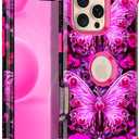 Miqala Compatible with iPhone 16 Pro Max Case,Glow in The Dark Three Layer Heavy Duty Shockproof Hard Plastic Bumper+Soft Silicone Protective Case for iPhone 16 Pro Max 6.9 inch,All Purple