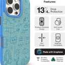 ZAGG London Snap Case for iPhone 16 Pro Max - Embroidered Doodle Fabric Design, MagSafe Compatible, 13ft Drop Protection with Graphene, Slim & Lightweight, Wireless Charging Compatible, Blue